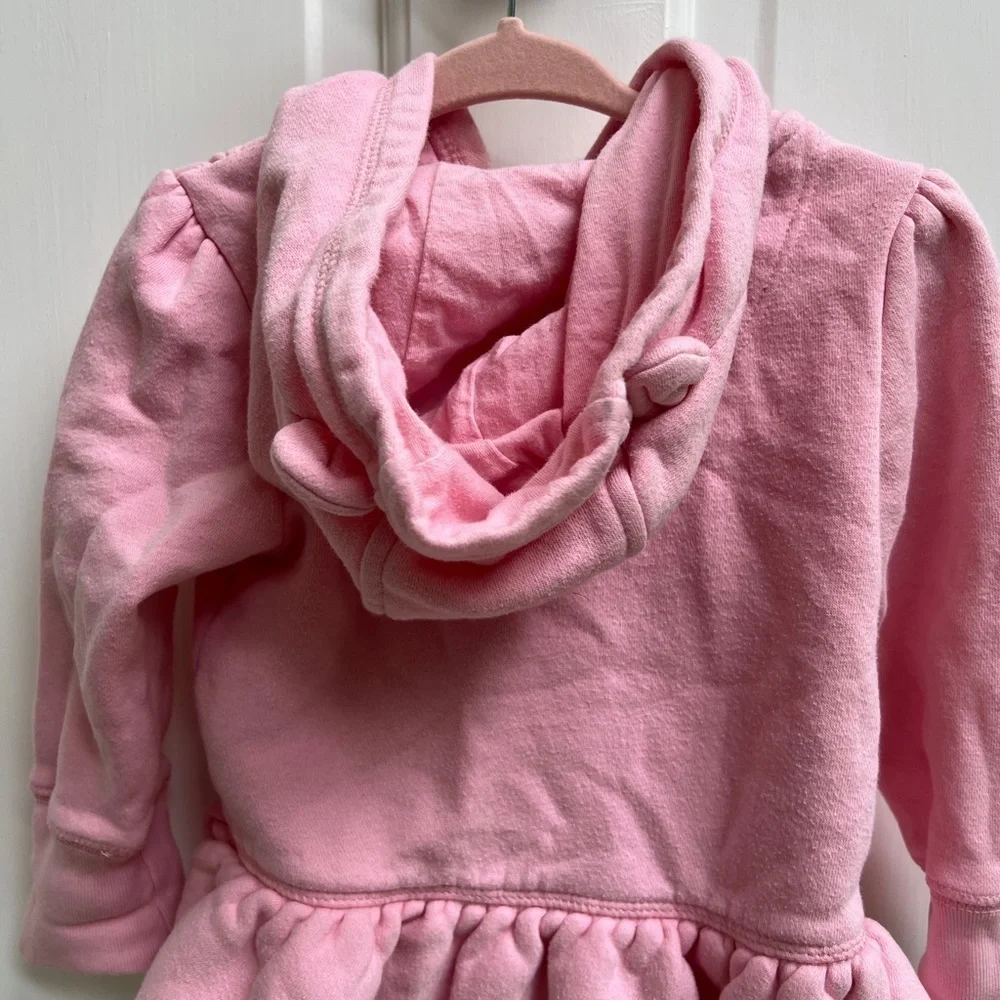 Baby Gap 12-18M pink Zip Up Hoodie Jacket with Bear Ears on Hood
